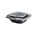 Σκεύος PET μαύρο, σαλάτας Φ18,9x7,3cm, με Καπάκι